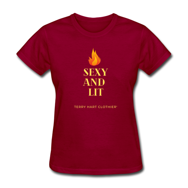 Sexy And Lit Women's T-Shirt - dark red
