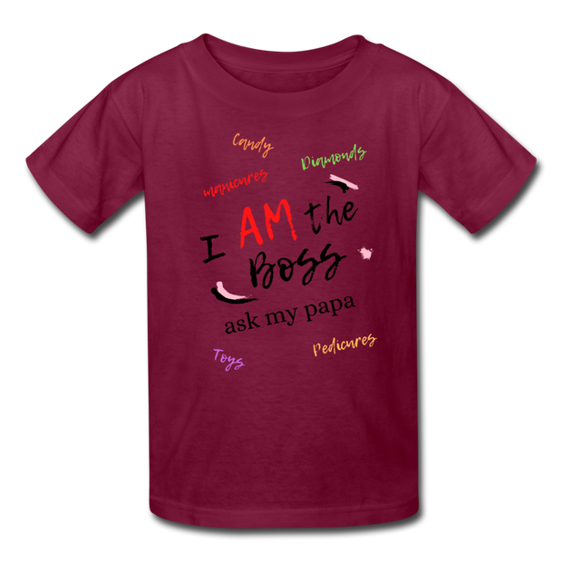 I AM The Boss Kids' T-Shirt - burgundy