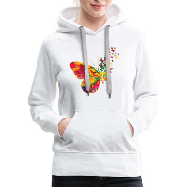 Colorful Butterfly Women’s Premium Hoodie - white