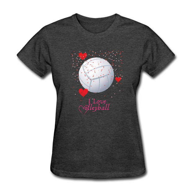 I Love Volleyball Women's T-Shirt - heather black