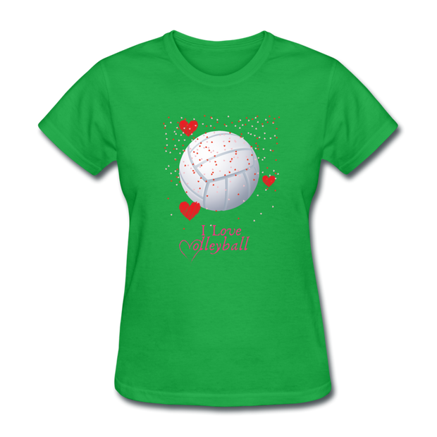 I Love Volleyball Women's T-Shirt - bright green