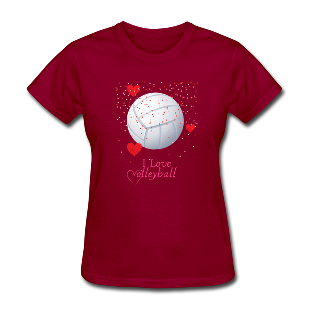 I Love Volleyball Women's T-Shirt - dark red