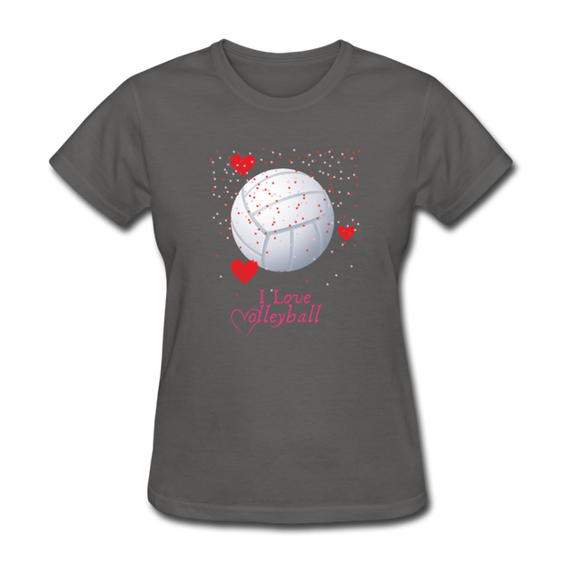 I Love Volleyball Women's T-Shirt - charcoal