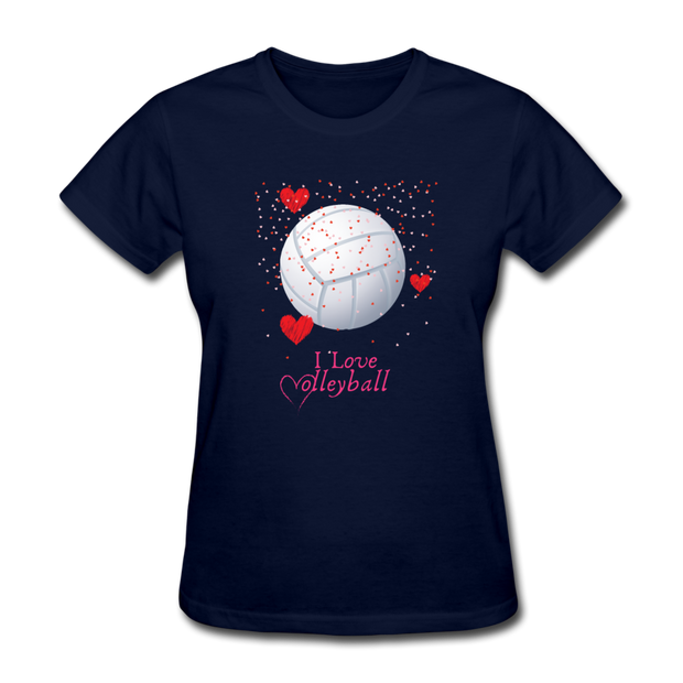 I Love Volleyball Women's T-Shirt - navy