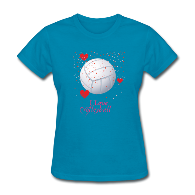 I Love Volleyball Women's T-Shirt - turquoise