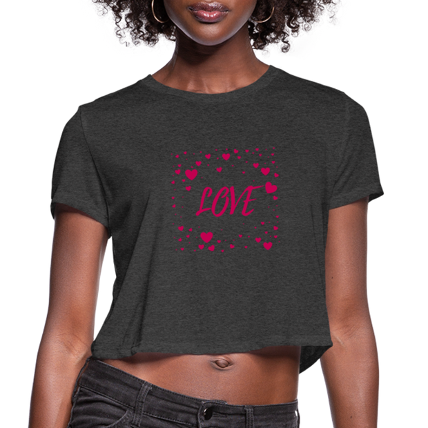 LOVE Women's Cropped T-Shirt - deep heather