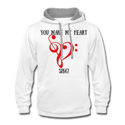 YOU MAKE MY HEART SING Contrast Hoodie - white/gray