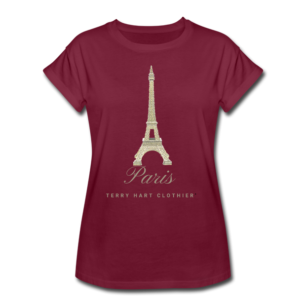 Paris  Women's Relaxed Fit T-Shirt - burgundy